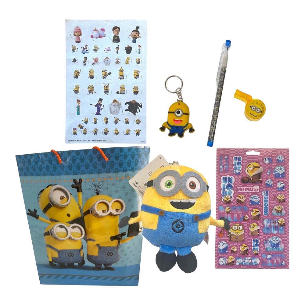 Minions Easter Basket | Plush, Stickers, Pen, Keychain Gift Bag Set for Kids